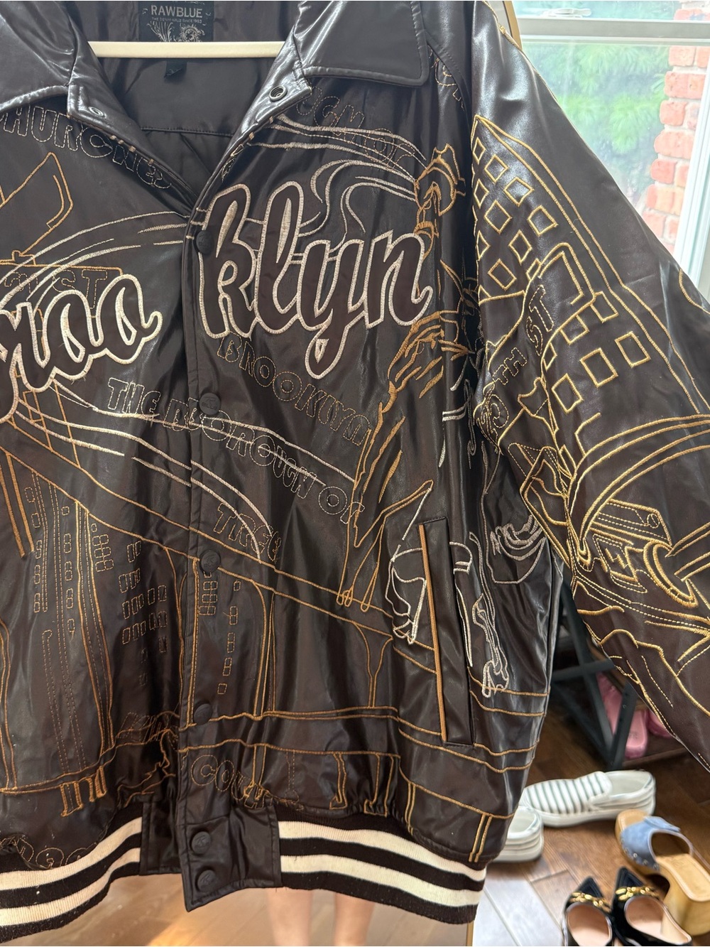 Vintage RawBlue Men's Brown Brooklyn Embroidered Bomber Jacket See photos XL